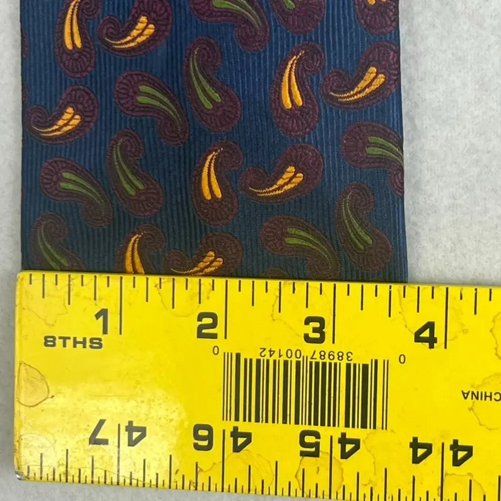 Charvet Place Vendome 100% Silk Men's Necktie Paisley Blue Made in France Satin